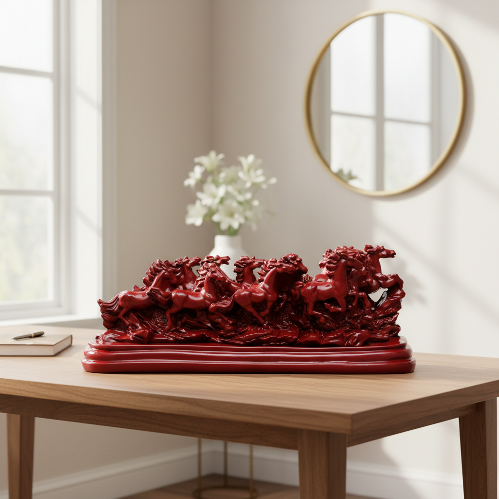 12 Red Running Horses Vastu Statue for Wealth, Fame & Success