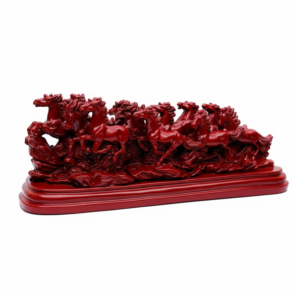12 Red Running Horses Vastu Statue for Wealth, Fame & Success