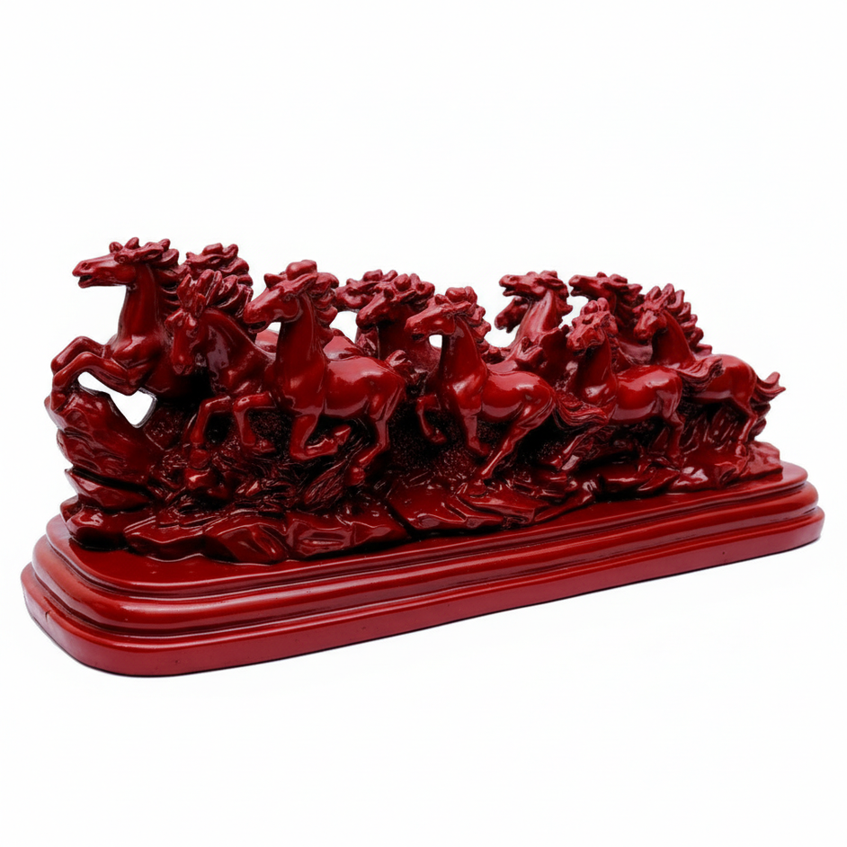 12 Red Running Horses Vastu Statue for Wealth, Fame & Success